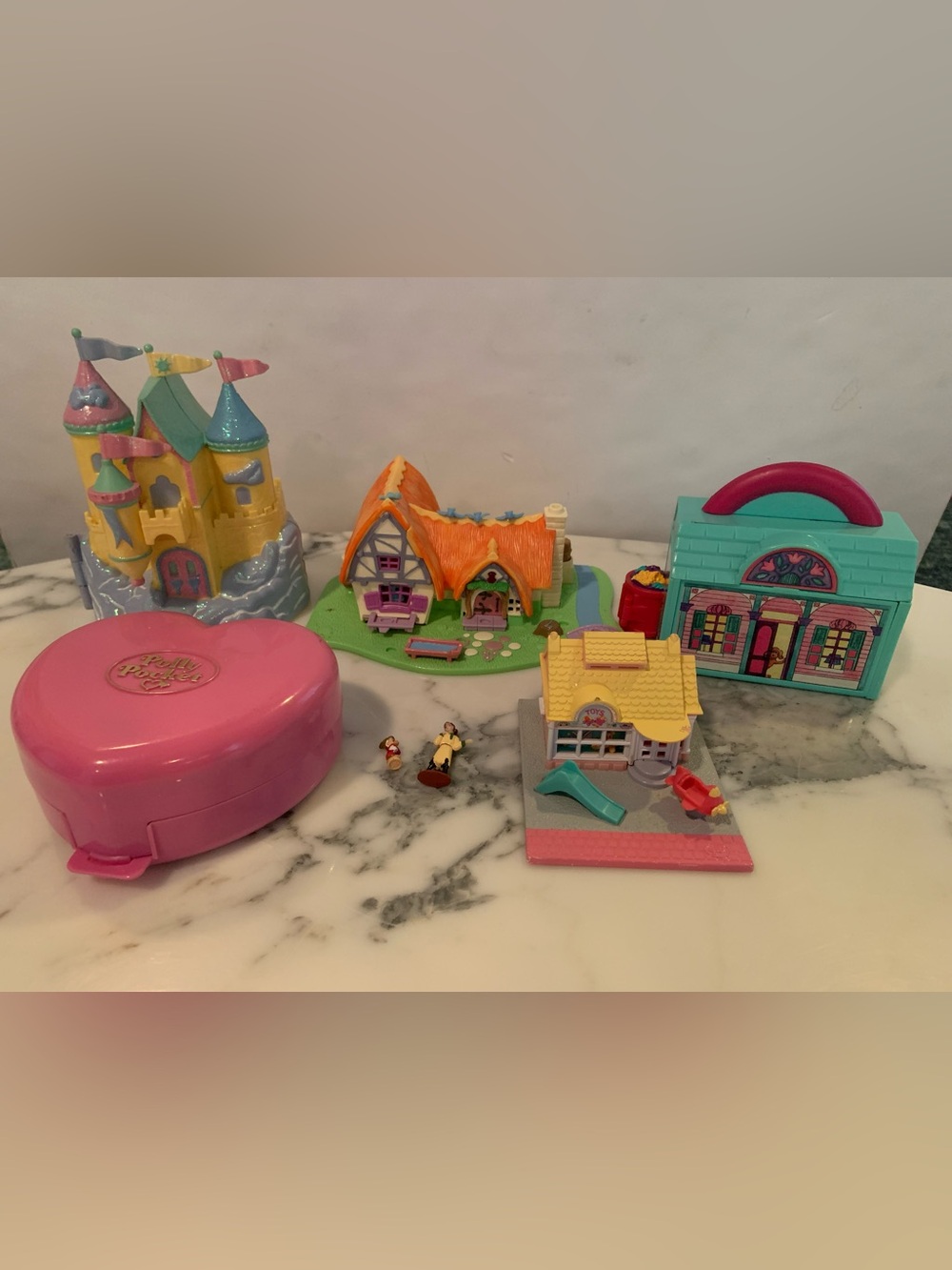 Vintage 90’s Bluebird Polly Pocket Lot  Heart Compact Neighborhood House & More